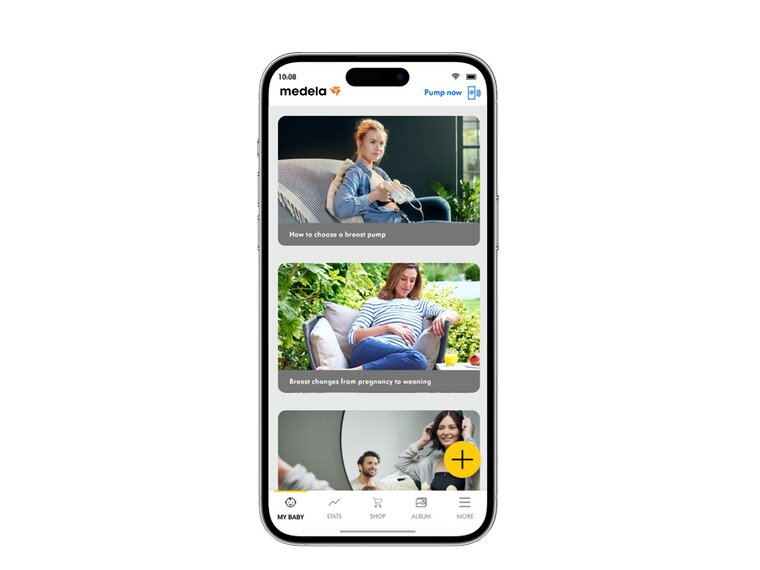 Medela Family App A screenshot from the Knowledge Base in the Medela Family App.