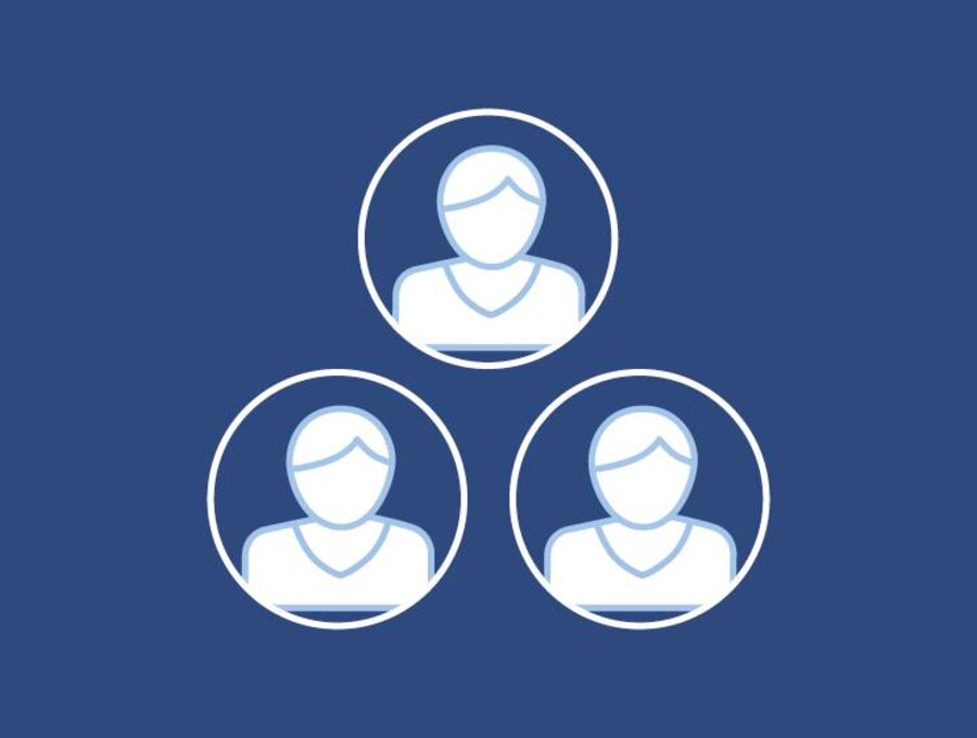 Icon image of three circles with an image of a person in each circle.