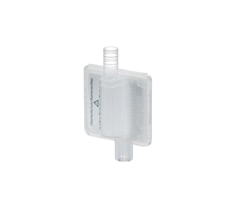 A Medela Virus/Bacteria disposable suction filter with overflow protection for use with Medela healthcare devices.