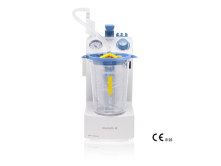 A Medela Vario 18 AC/DC Suction Pump with a 1.5l disposable suction jar.