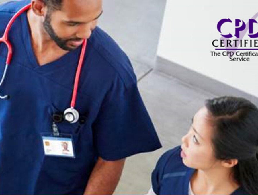 Zwei Mediziner mit Text auf dem Foto: „CPD Certified The CPD Certification Service“.