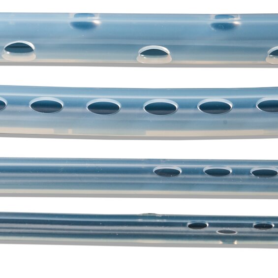 Vier Arten von runden Thoraxdrainagen aus Silikon zur Verwendung mit dem Medela Thopaz+.