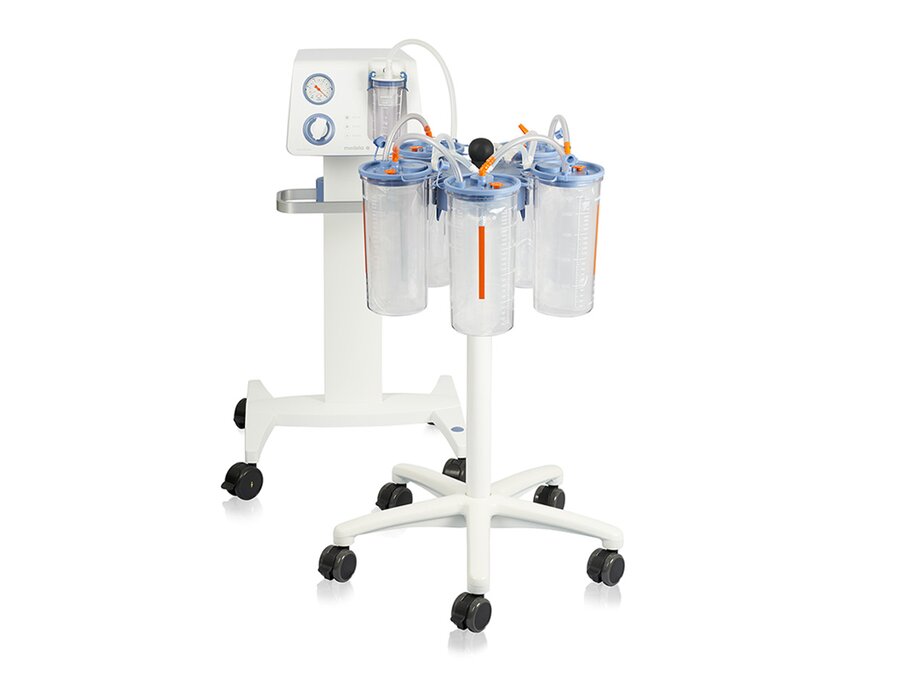 Medela Dominant Flex and Trolley holding multiple canisters