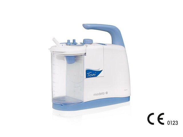 Side view of the Medela Clario Toni Pediatric Airway Suction Pump.