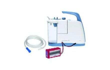 Medela Clario Airway Suction Pump shown with tubing and DC battery pack