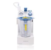 Una bomba de succión Medela Vario 18 AC/DC con una jarra de succión desechable de 1,5l.