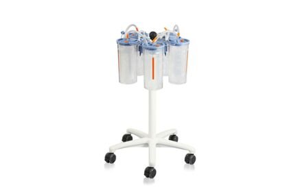 Este carro es para usar con los sistemas de recogida de fluidos de Medela y puede contener hasta 5 tarros de succión (PSU o PC con pezoneras desechables).