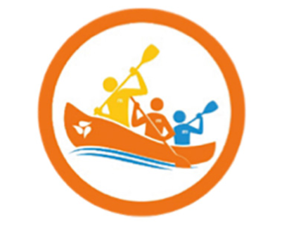 Das Symbol „Arbeiten bei Medela“ zeigt 3 Personen in einem Boot mit dem Medela-Logo
