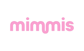Logoen til «mimmis.no», en Medela-forhandler i Norge. Inkluderer tekst: «Baby- og barneutstyr på nett»