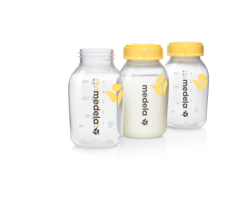 Medela Breast milk storage bottles 5oz with collars and discs, 3-pack