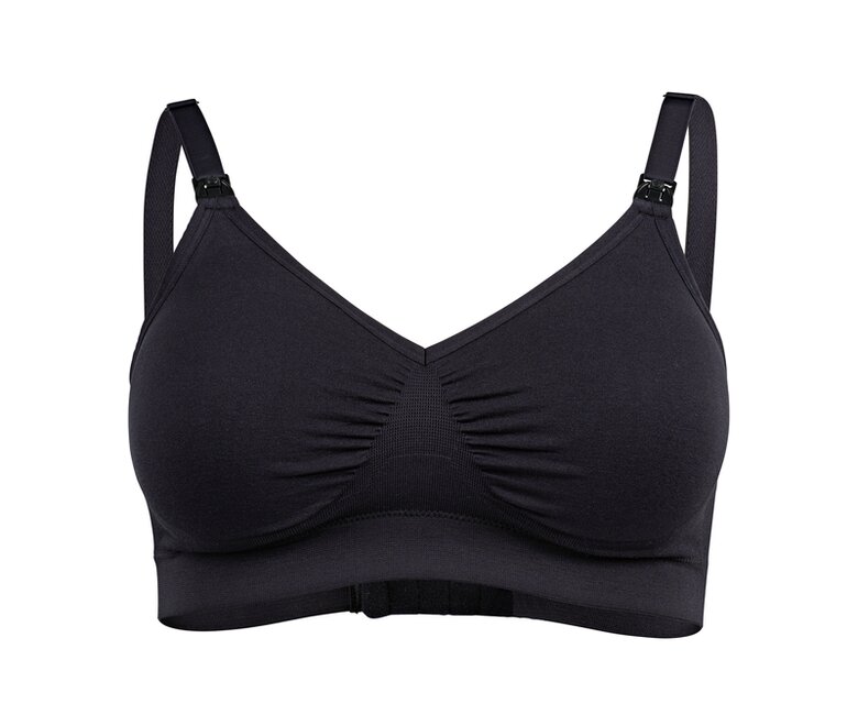 The Medela Comfy Bra in black, front view.