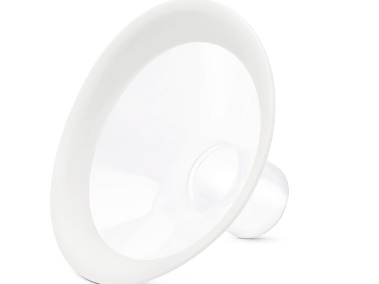 Front angled view of a Medela PersonalFit Flex™ breast shield.